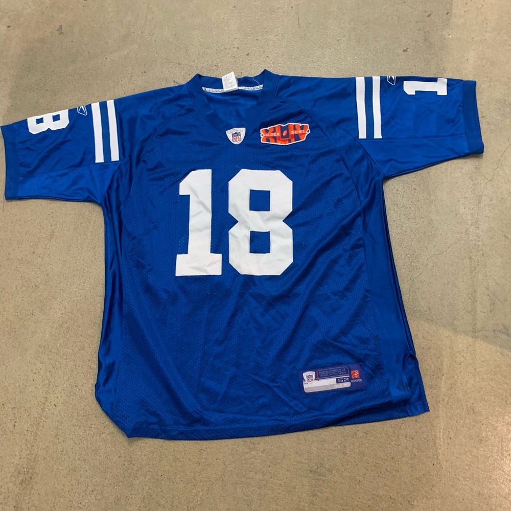 Peyton Manning 18 Indianapolis Colts Super Bowl XLIV Men’s Reebok Jersey XXL